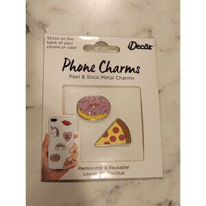 Peel & Stick Phone Charms By IDeCoZ Easy To Apply & Reuse Metal Pizza & Donut